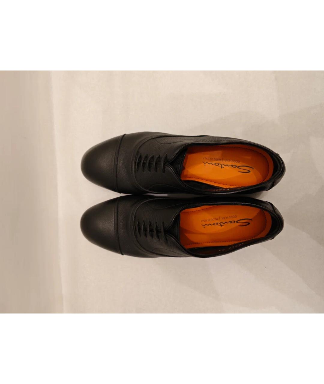 SANTONI Черные кожаные низкие ботинки, фото 6