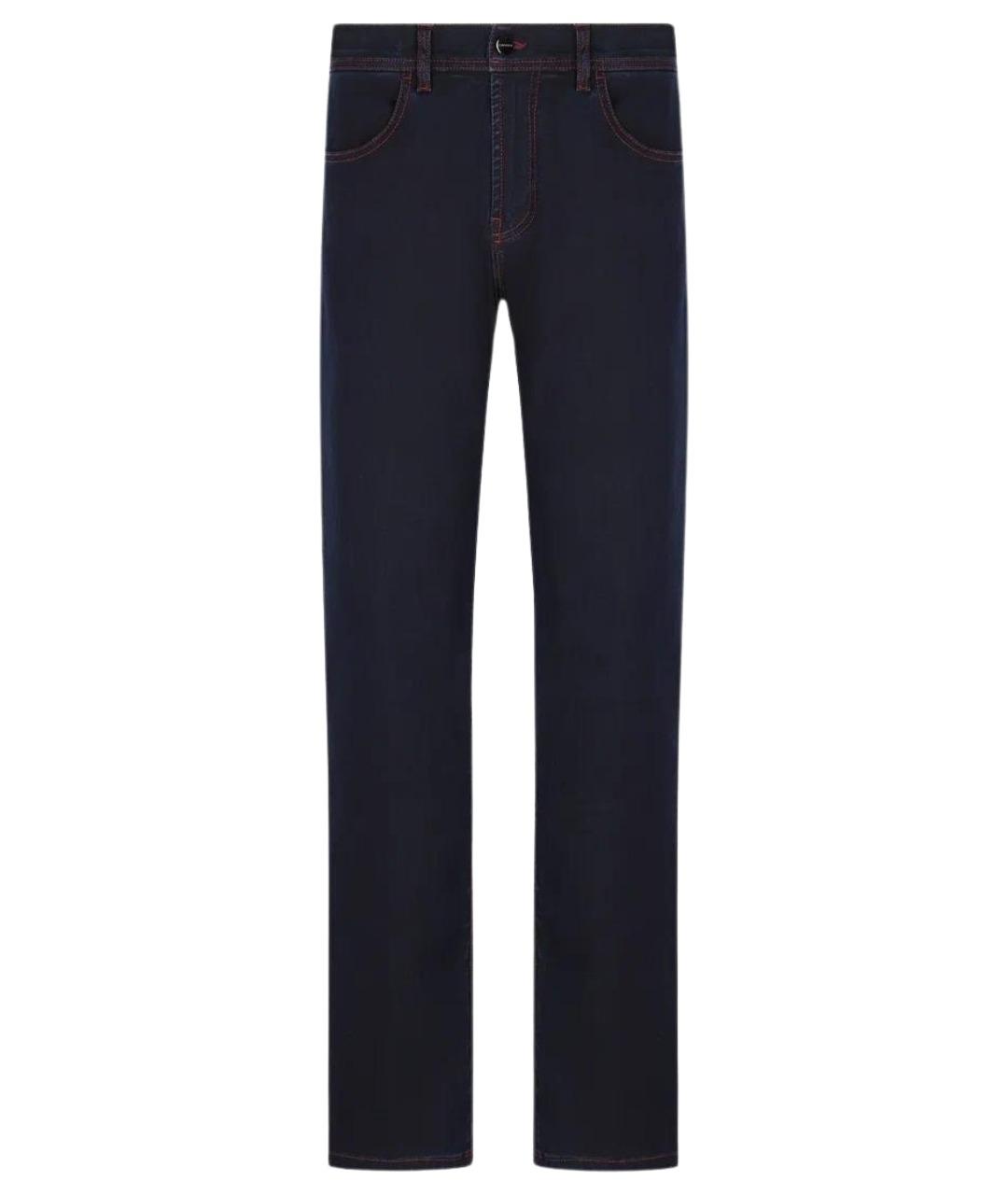 CANALI Темно-синие хлопко-полиэстеровые прямые джинсы, фото 1