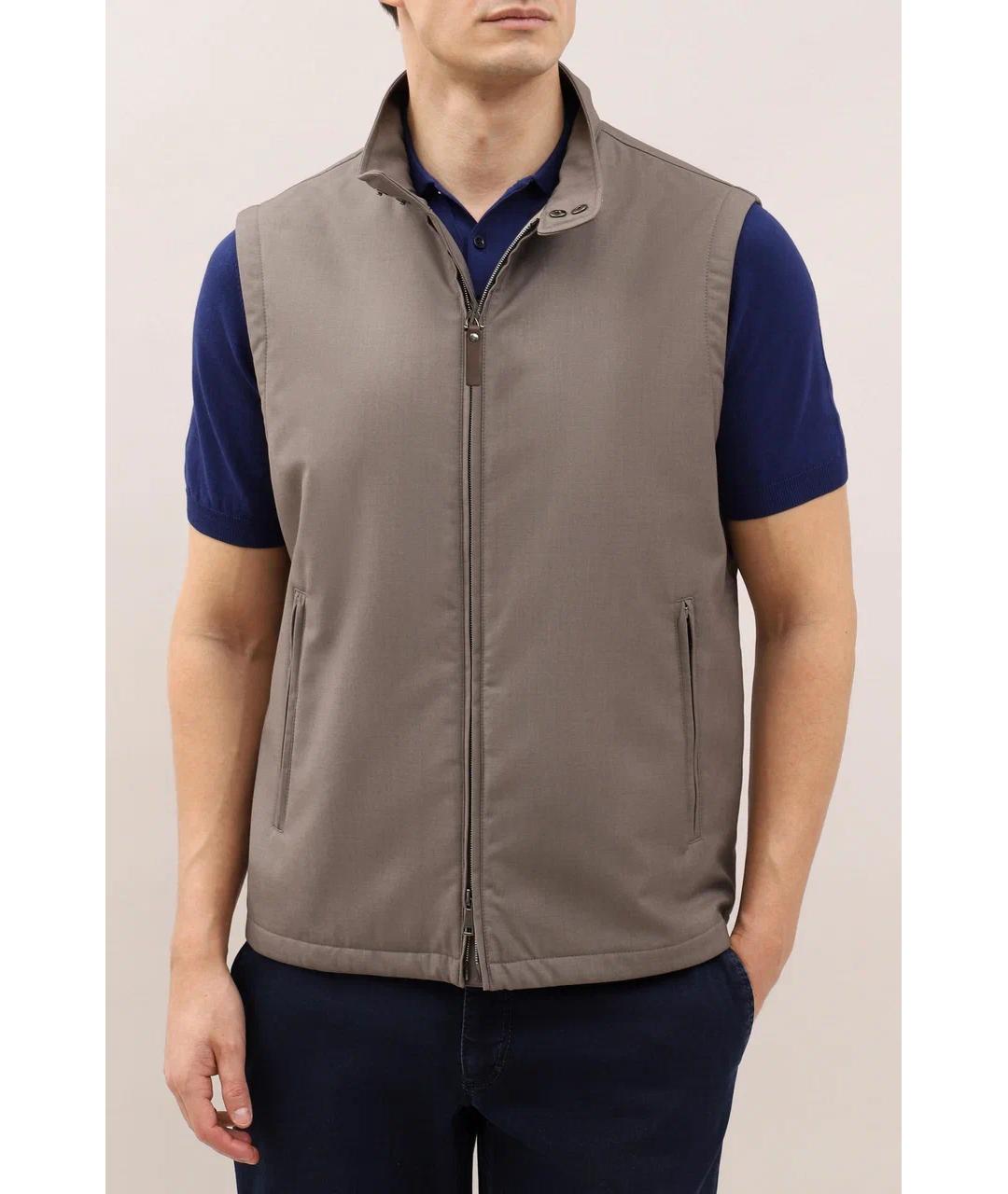 CANALI Коричневый полиэстеровый жилет, фото 3