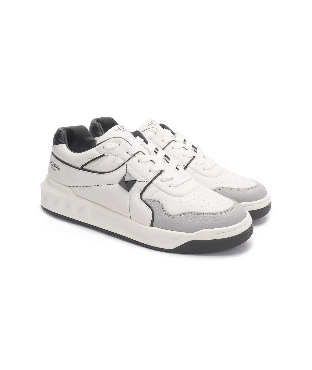 VALENTINO Белые кожаные низкие кроссовки / кеды, фото 2