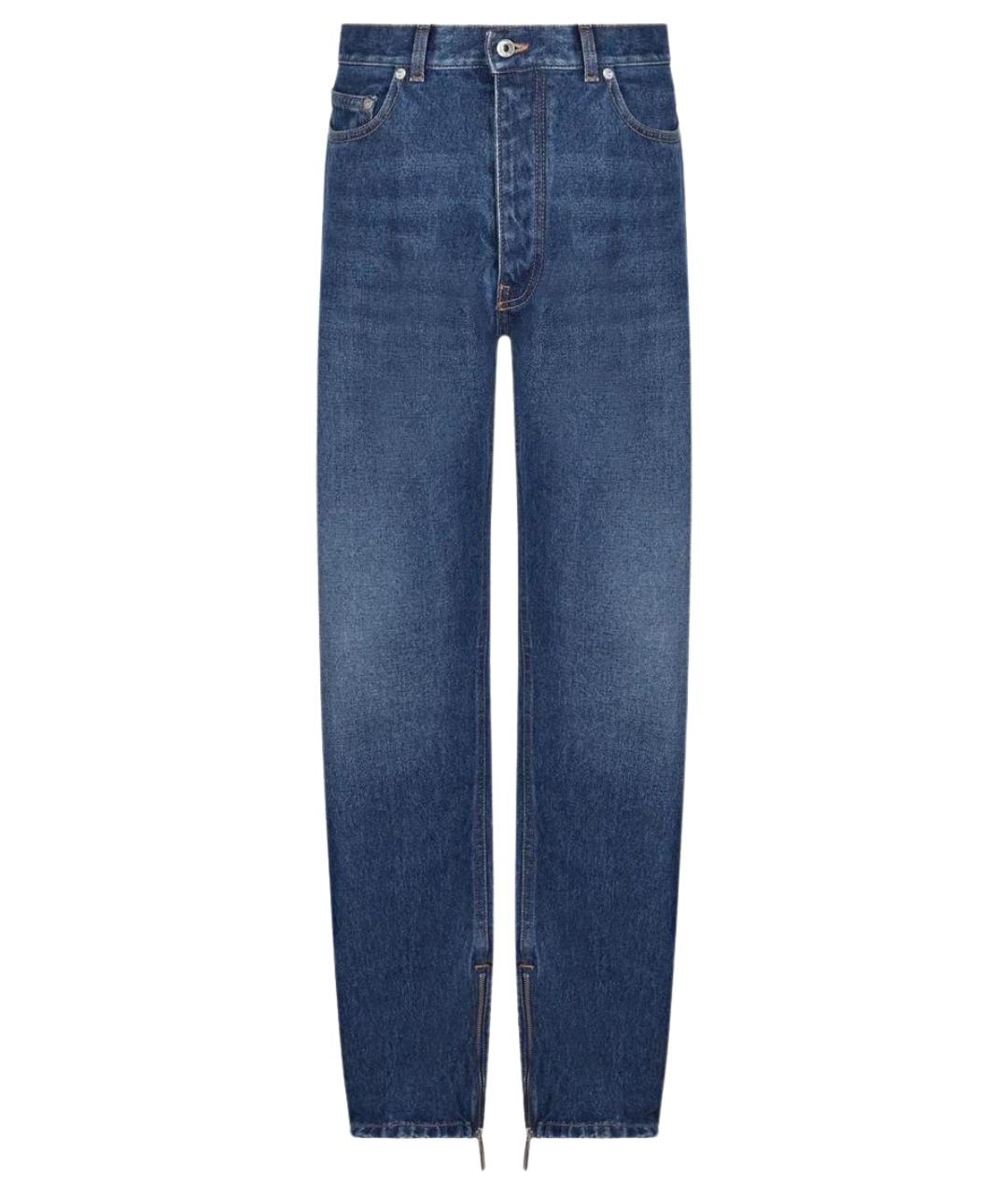 OFF-WHITE Синие хлопковые прямые джинсы, фото 1