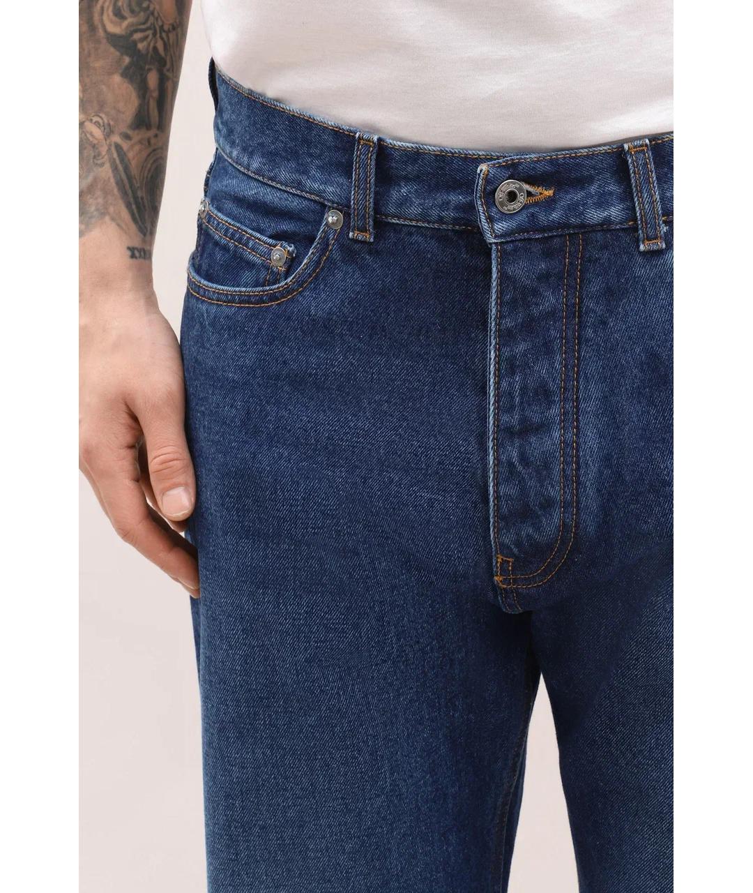 OFF-WHITE Синие хлопковые прямые джинсы, фото 4