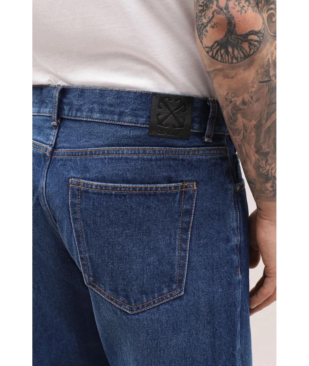 OFF-WHITE Синие хлопковые прямые джинсы, фото 5