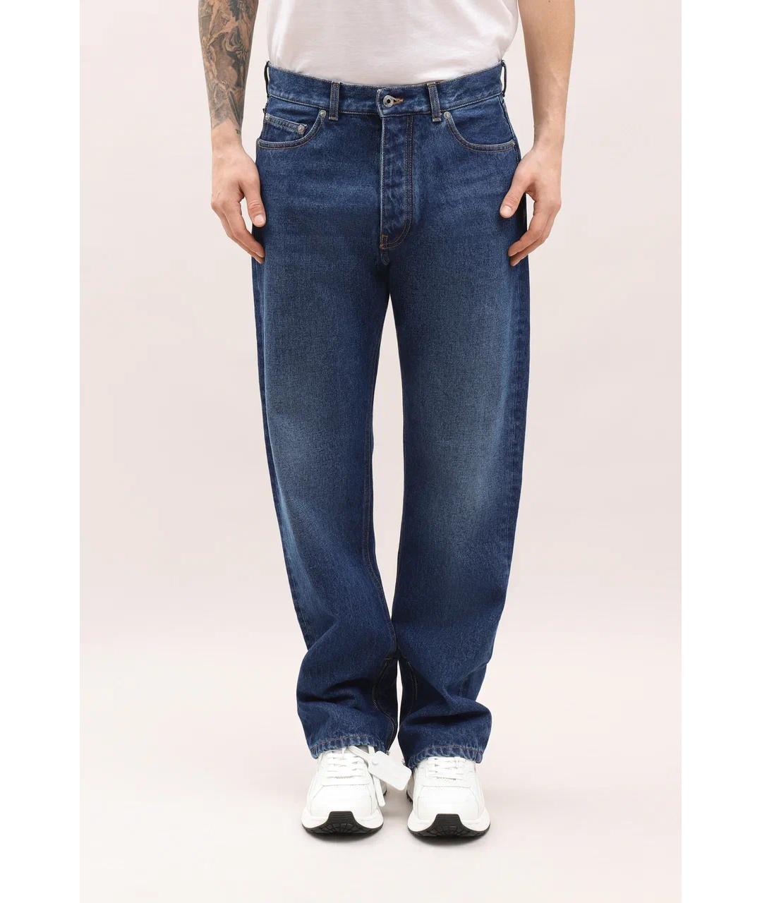 OFF-WHITE Синие хлопковые прямые джинсы, фото 2