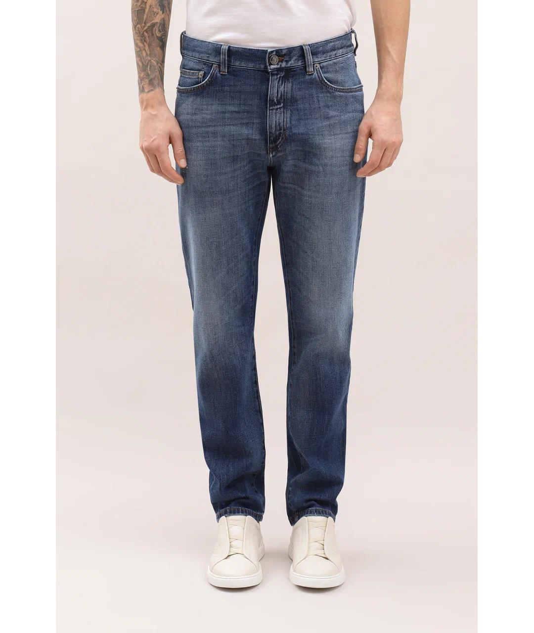ZEGNA Синие хлопко-эластановые джинсы скинни, фото 3