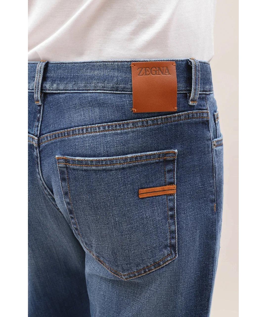 ZEGNA Синие хлопко-эластановые джинсы скинни, фото 6