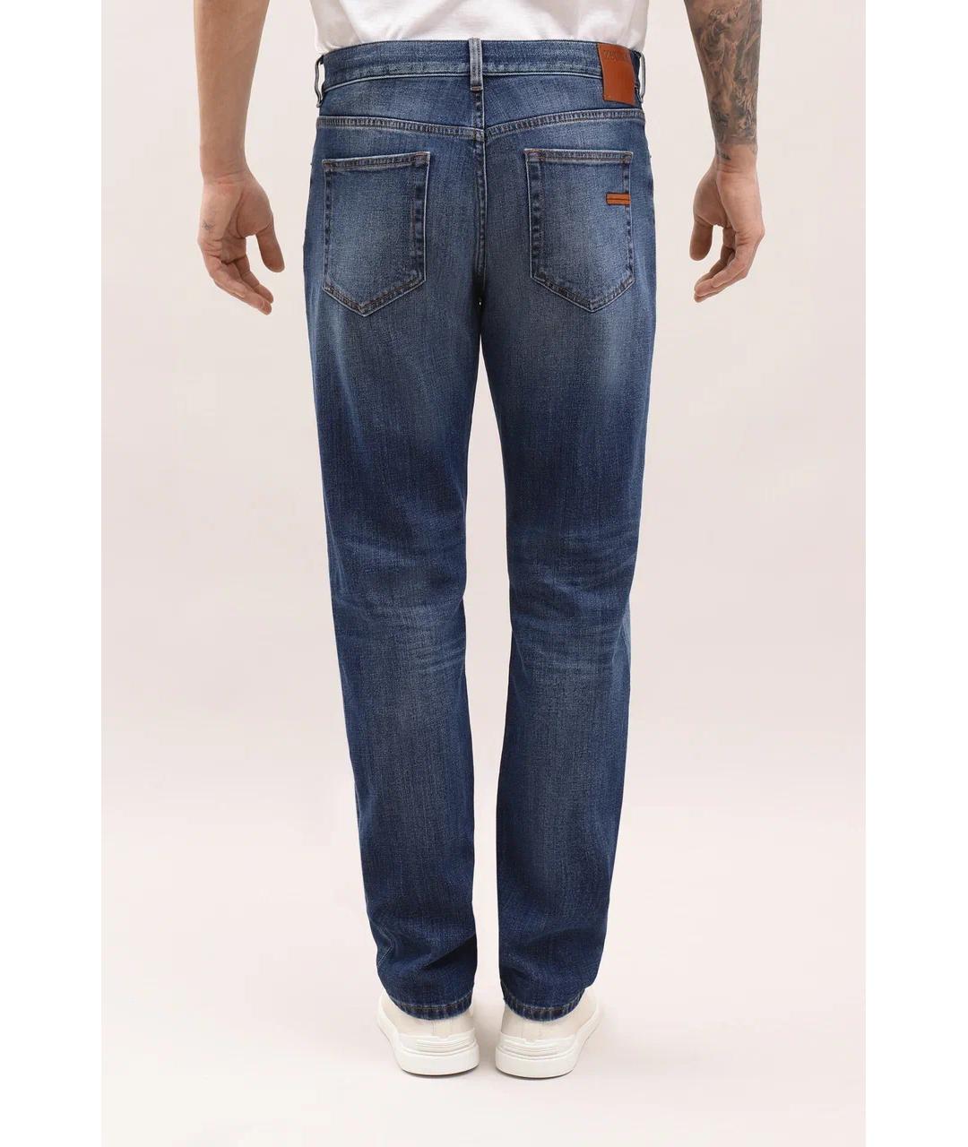 ZEGNA Синие хлопко-эластановые джинсы скинни, фото 5