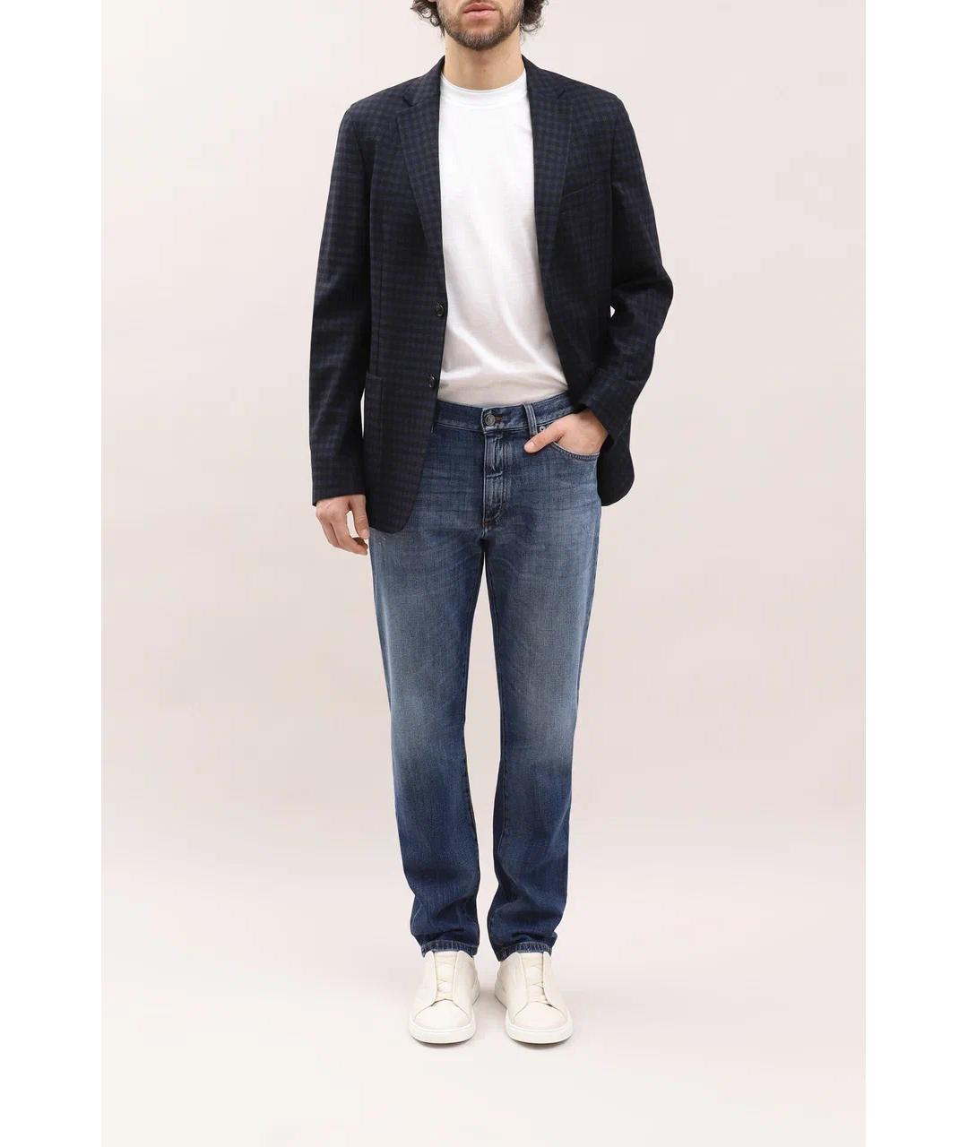 ZEGNA Синие хлопко-эластановые джинсы скинни, фото 7