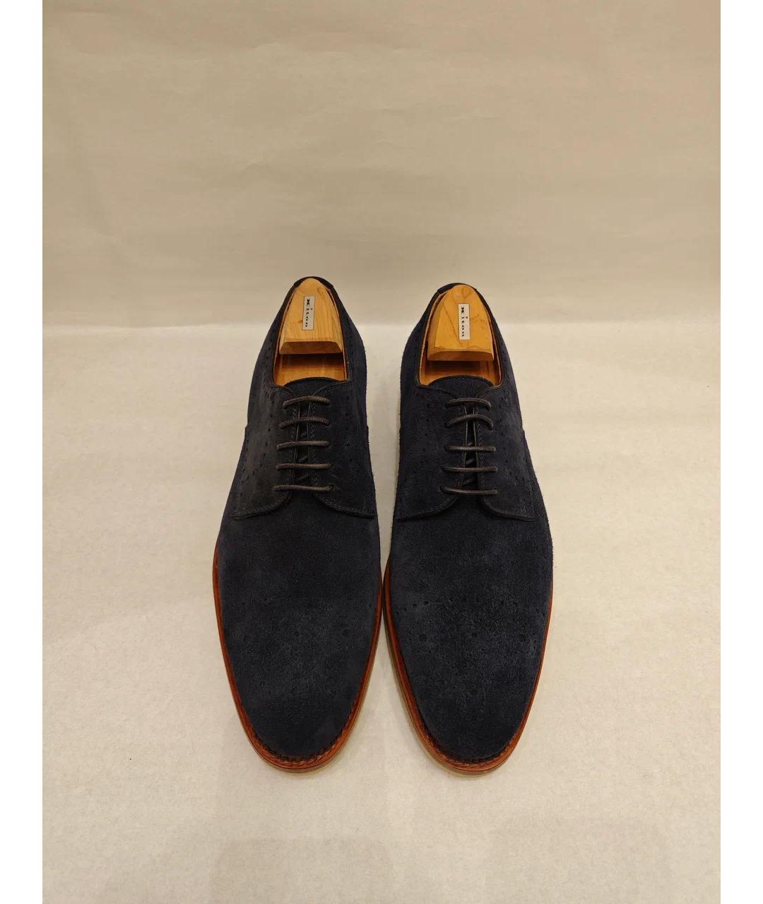 KITON Темно-синие кожаные низкие ботинки, фото 7