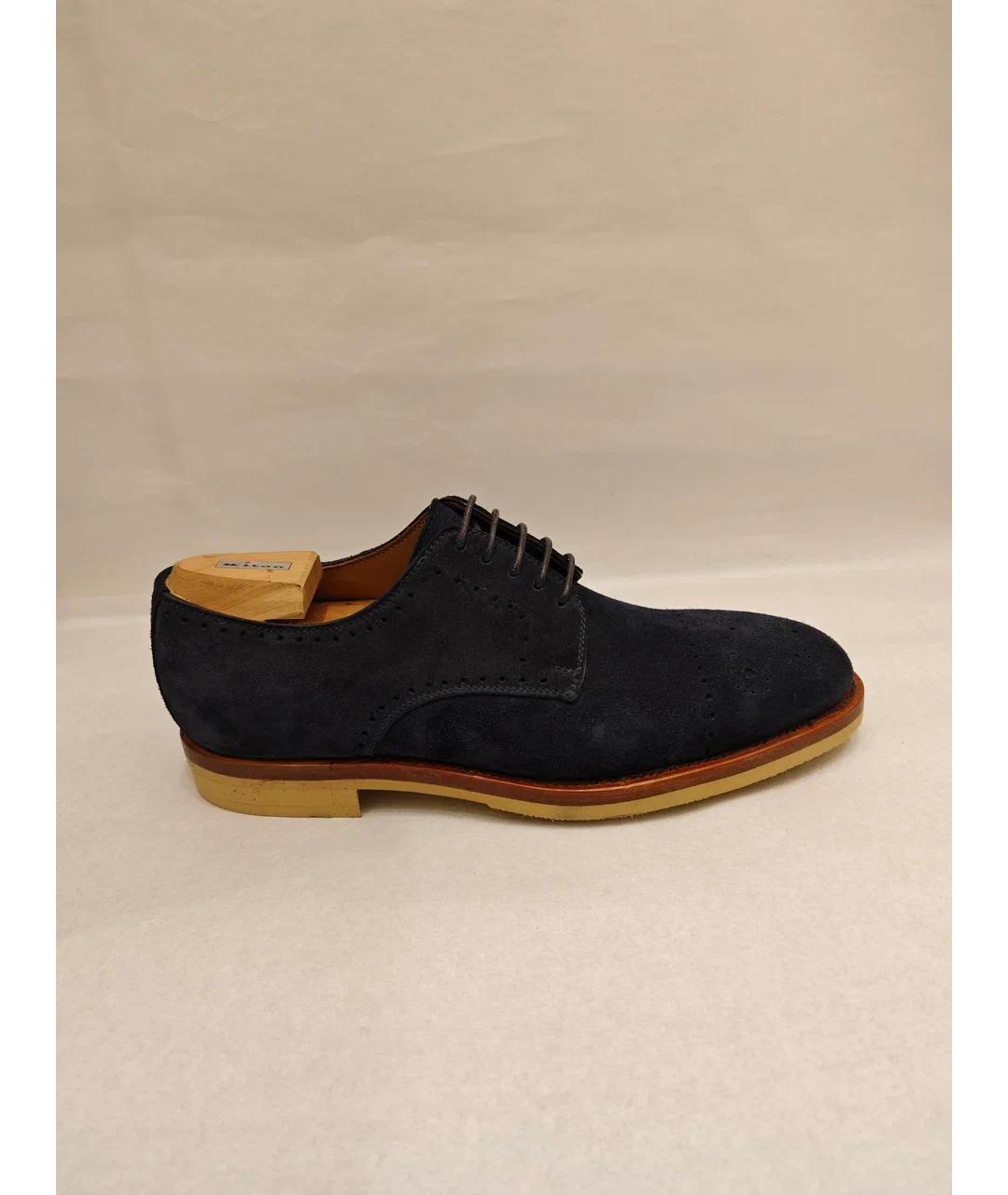 KITON Темно-синие кожаные низкие ботинки, фото 4