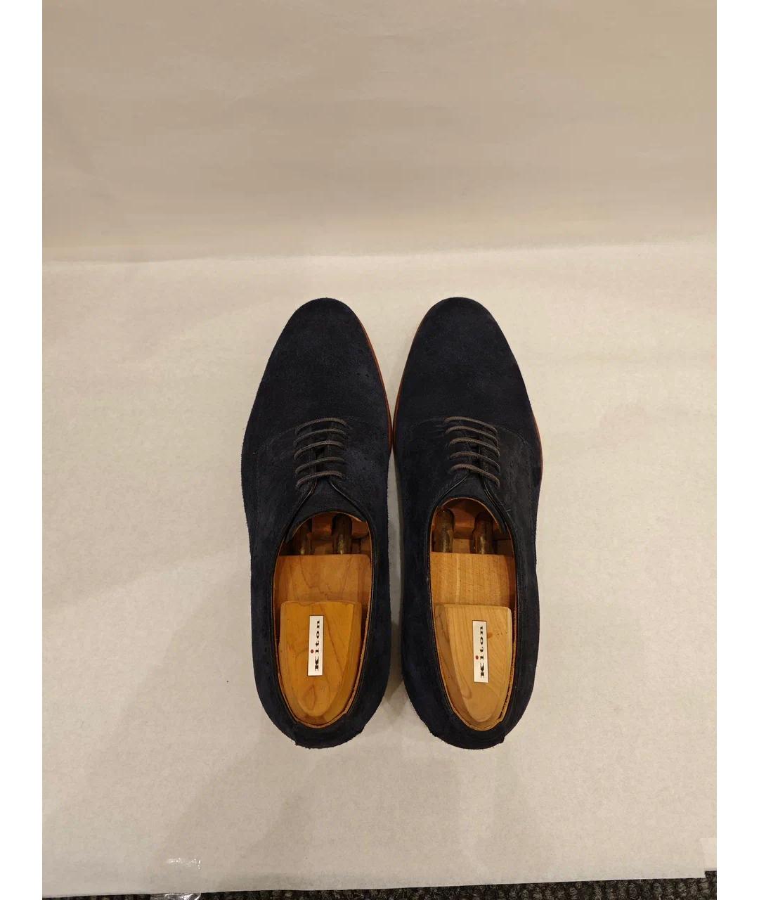 KITON Темно-синие кожаные низкие ботинки, фото 6