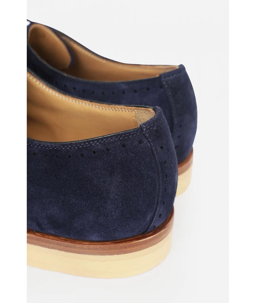 KITON Темно-синие кожаные низкие ботинки, фото 3