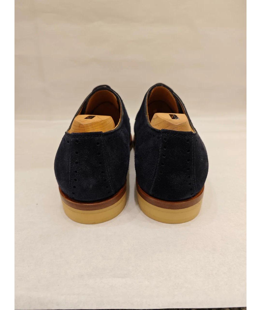 KITON Темно-синие кожаные низкие ботинки, фото 5