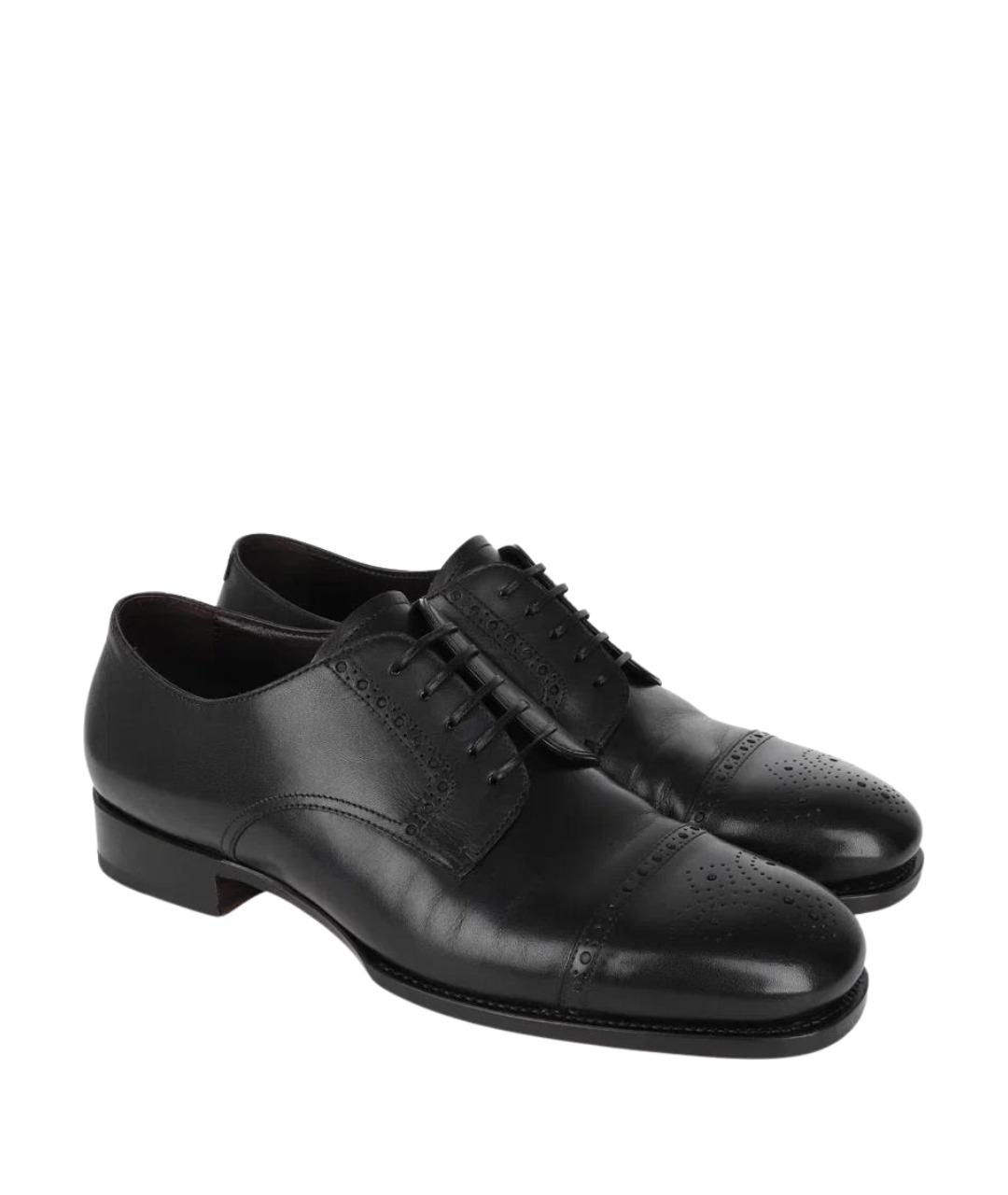 CANALI Черные кожаные низкие ботинки, фото 1