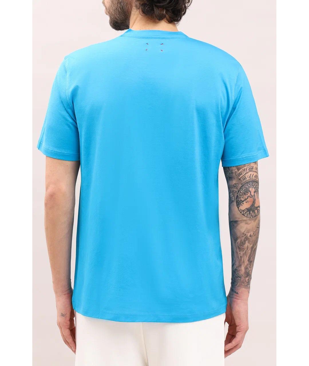 KITON Голубая хлопковая футболка, фото 3