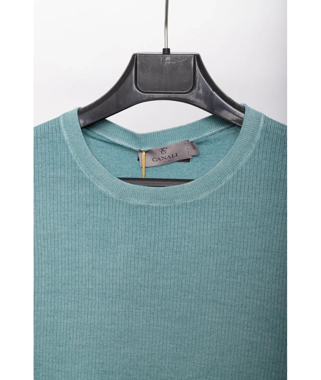 CANALI Бирюзовый шерстяной джемпер / свитер, фото 5