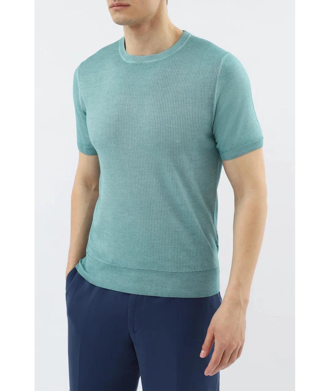 CANALI Бирюзовый шерстяной джемпер / свитер, фото 2