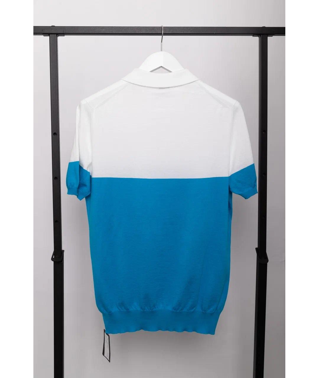 KITON Голубое хлопковое поло с коротким рукавом, фото 8