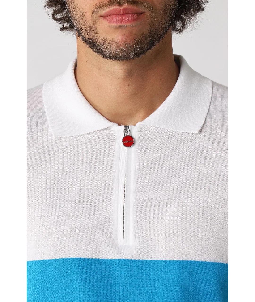 KITON Голубое хлопковое поло с коротким рукавом, фото 4