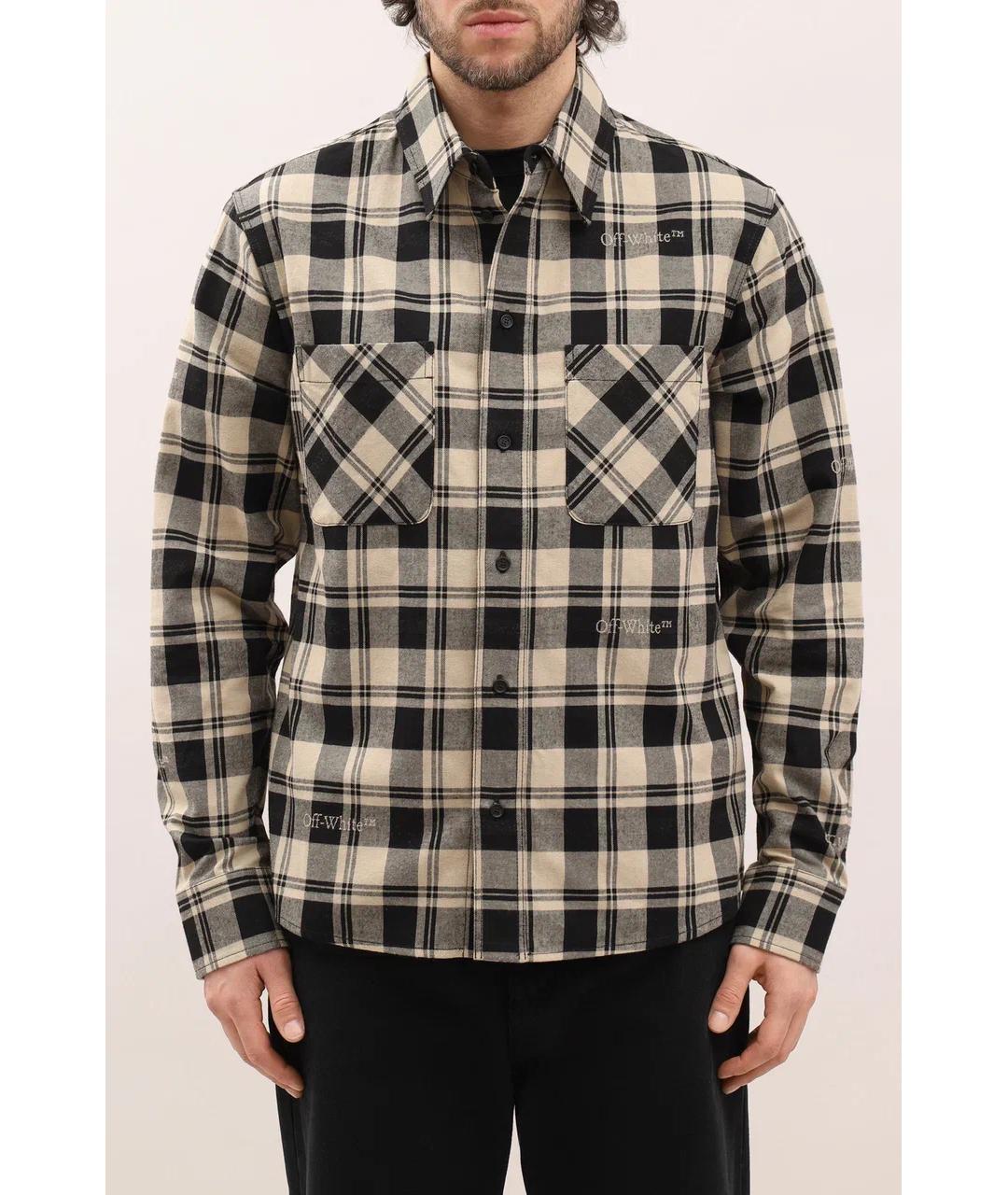 OFF-WHITE Бежевая хлопковая кэжуал рубашка, фото 2