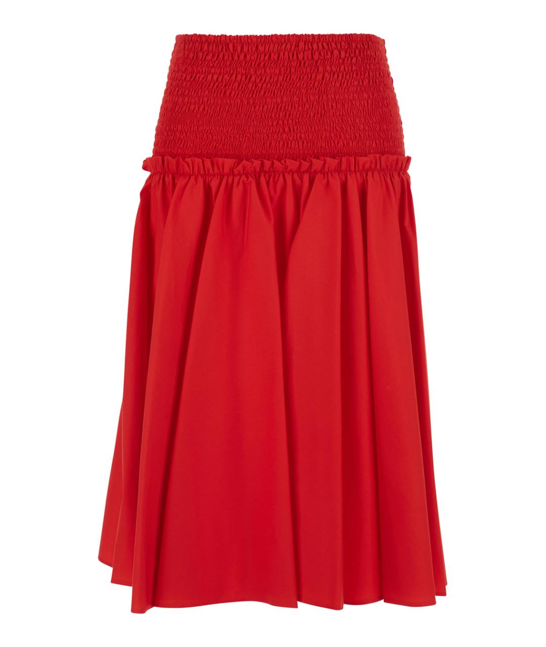 PINKO Красная хлопковая юбка миди, фото 1