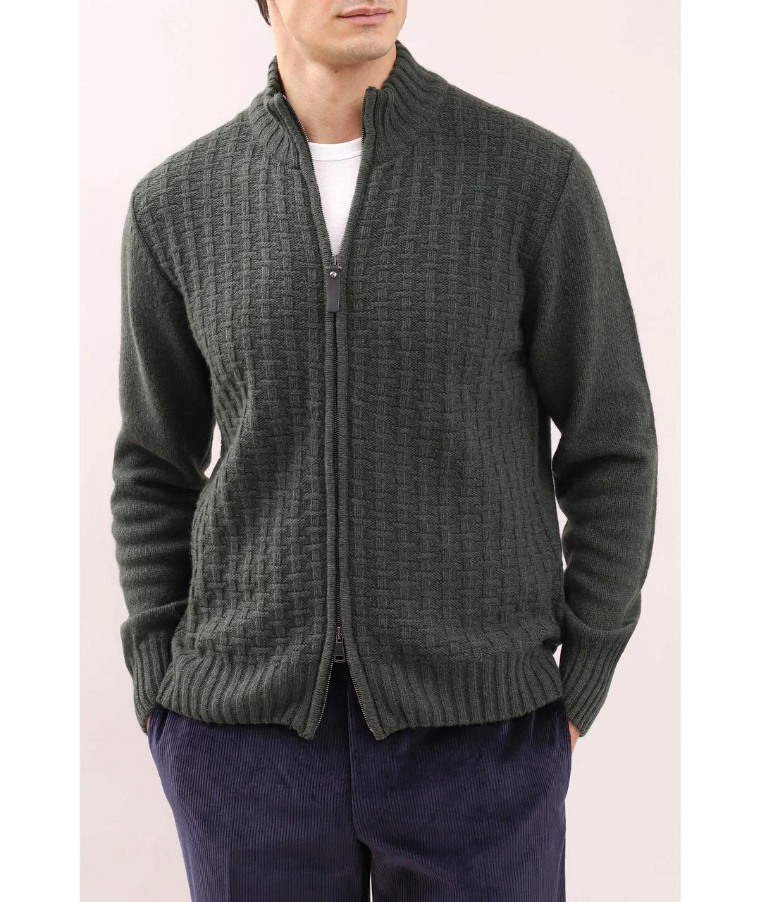 CANALI Зеленый шерстяной кардиган, фото 2