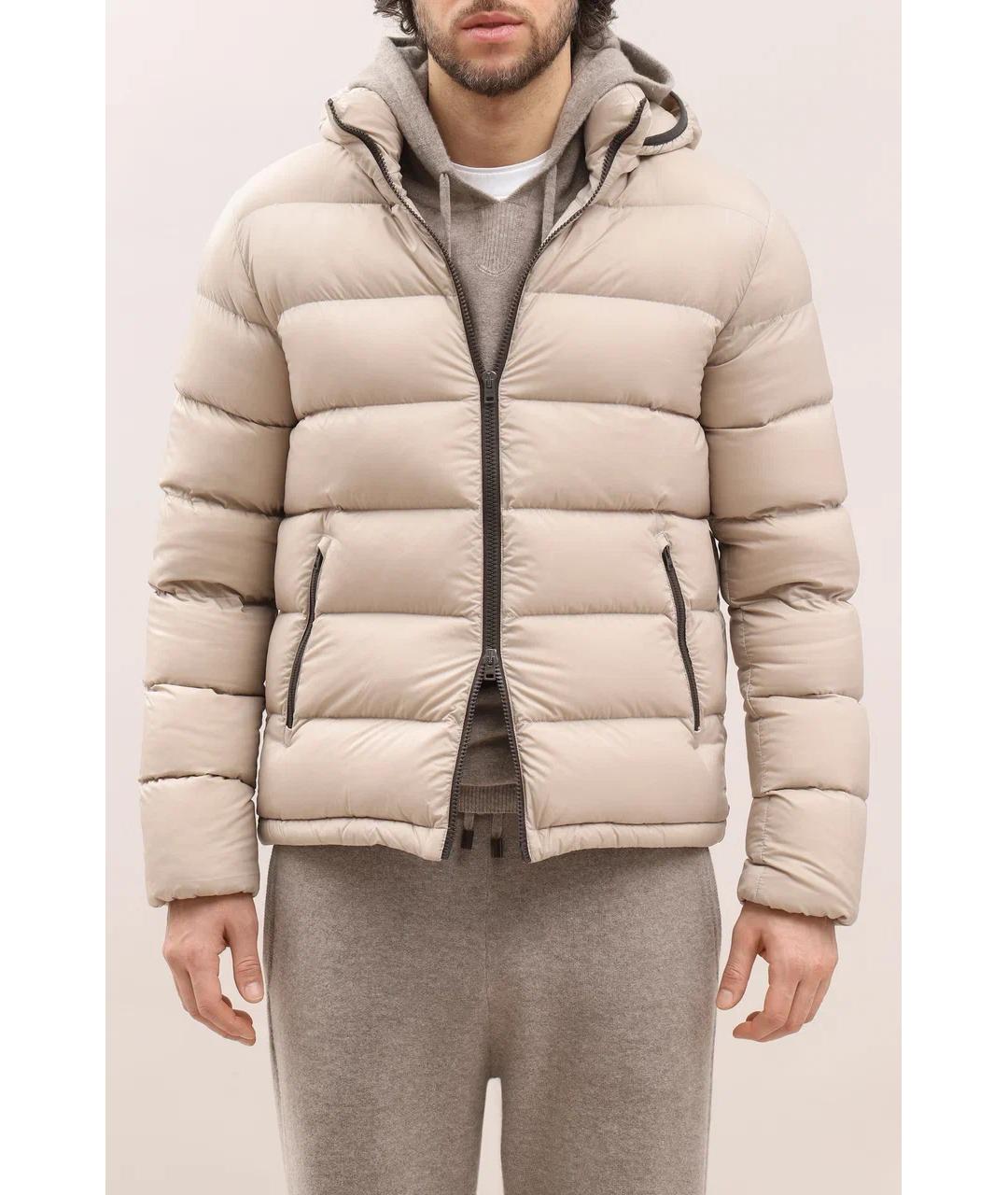 HERNO Бежевый полиамидовый пуховик, фото 2