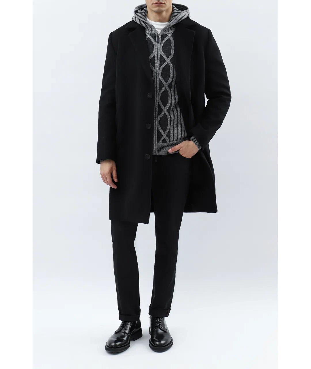 KNT Черное шерстяное пальто, фото 2