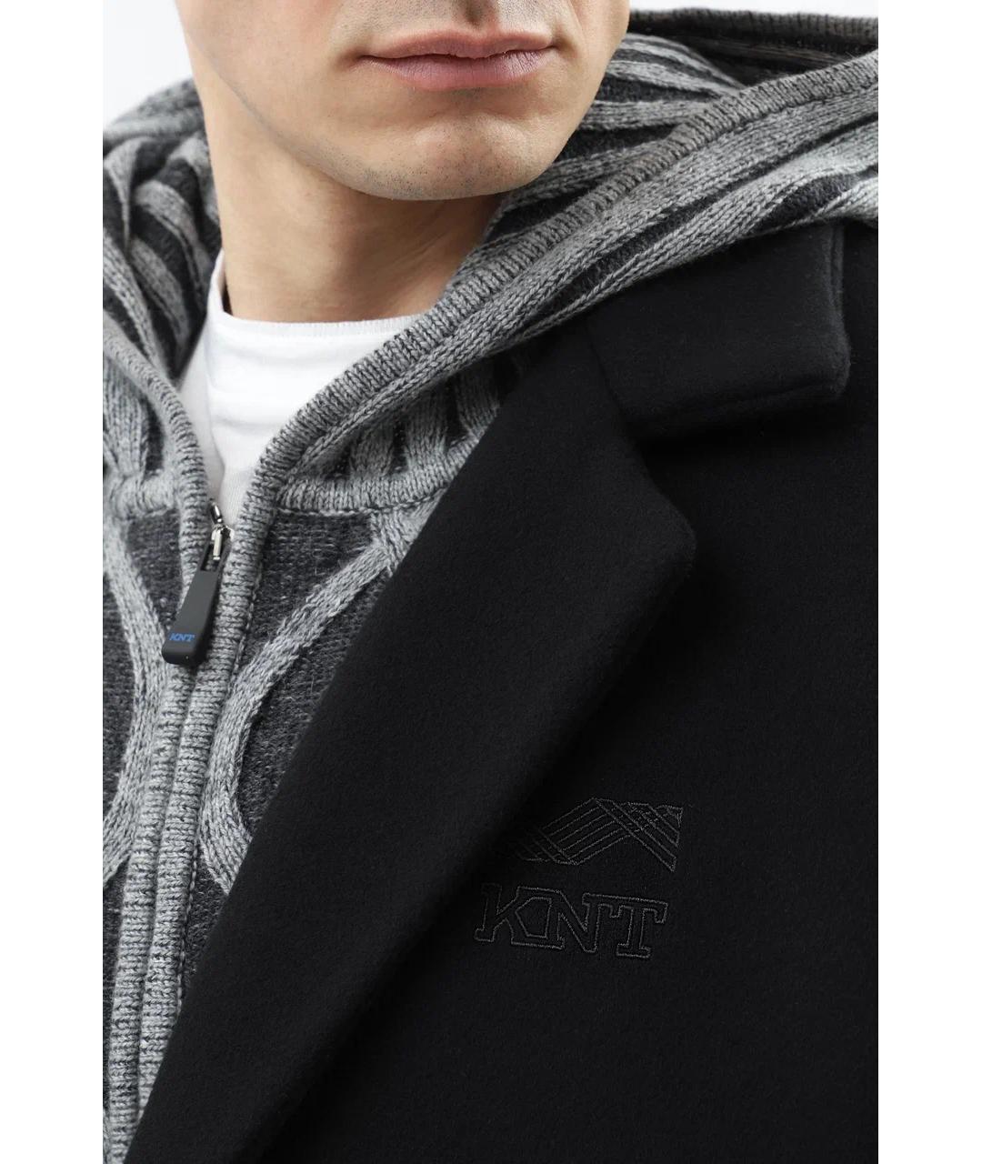 KNT Черное шерстяное пальто, фото 5