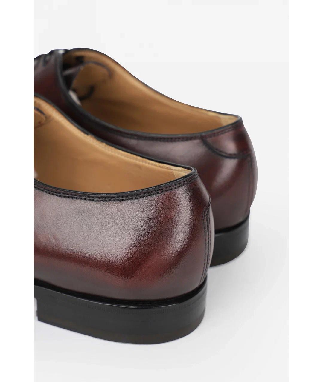 KITON Бордовые кожаные низкие ботинки, фото 5