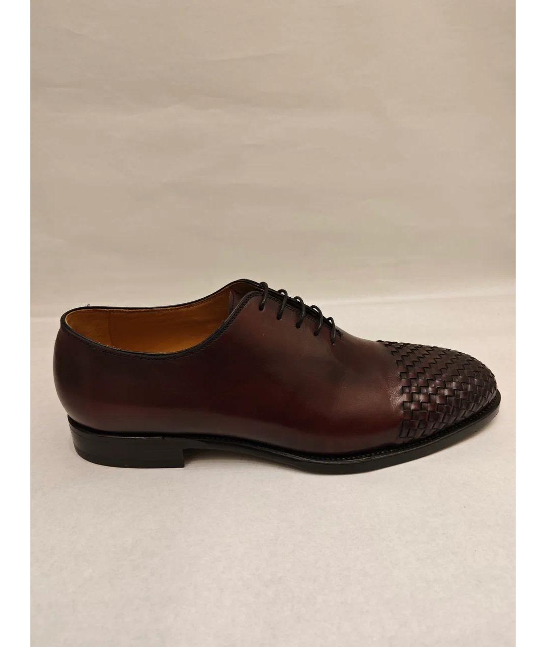 KITON Бордовые кожаные низкие ботинки, фото 6