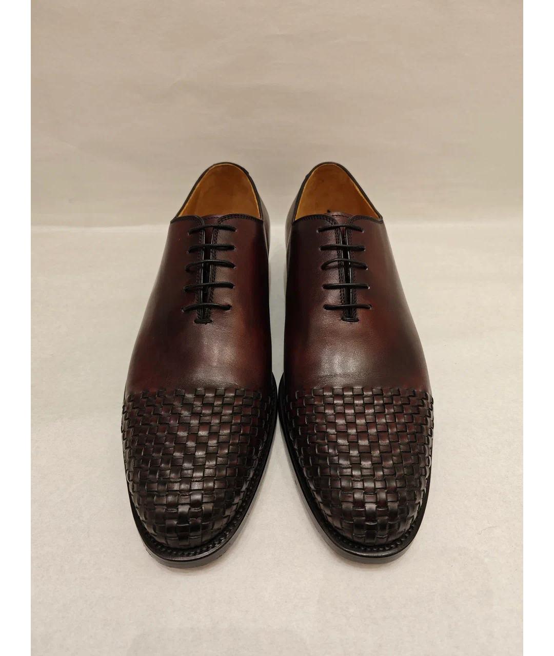 KITON Бордовые кожаные низкие ботинки, фото 2