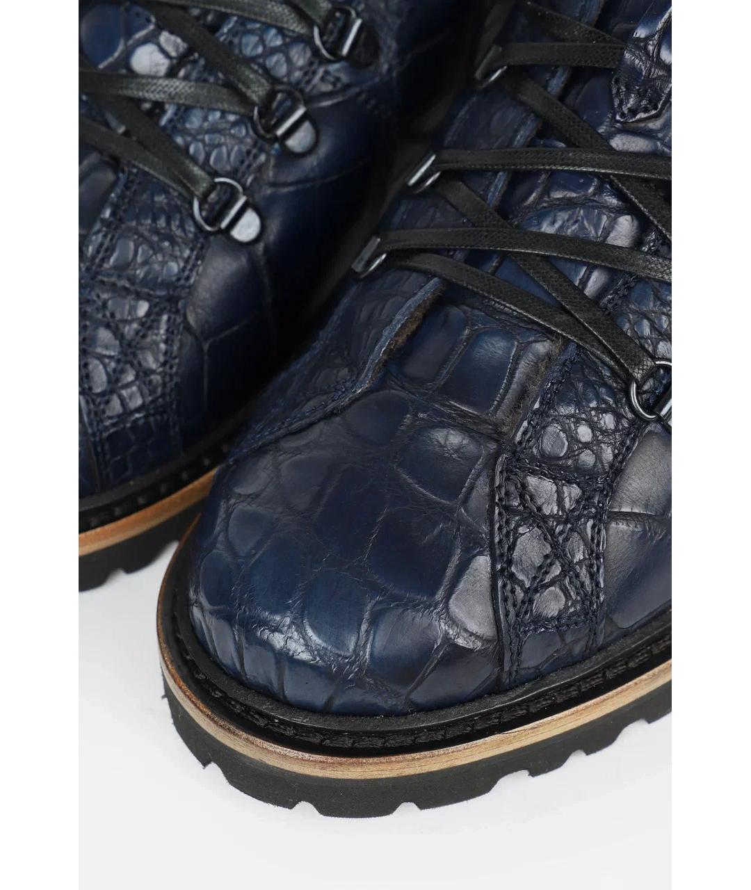 KITON Синие высокие ботинки из экзотической кожи, фото 3