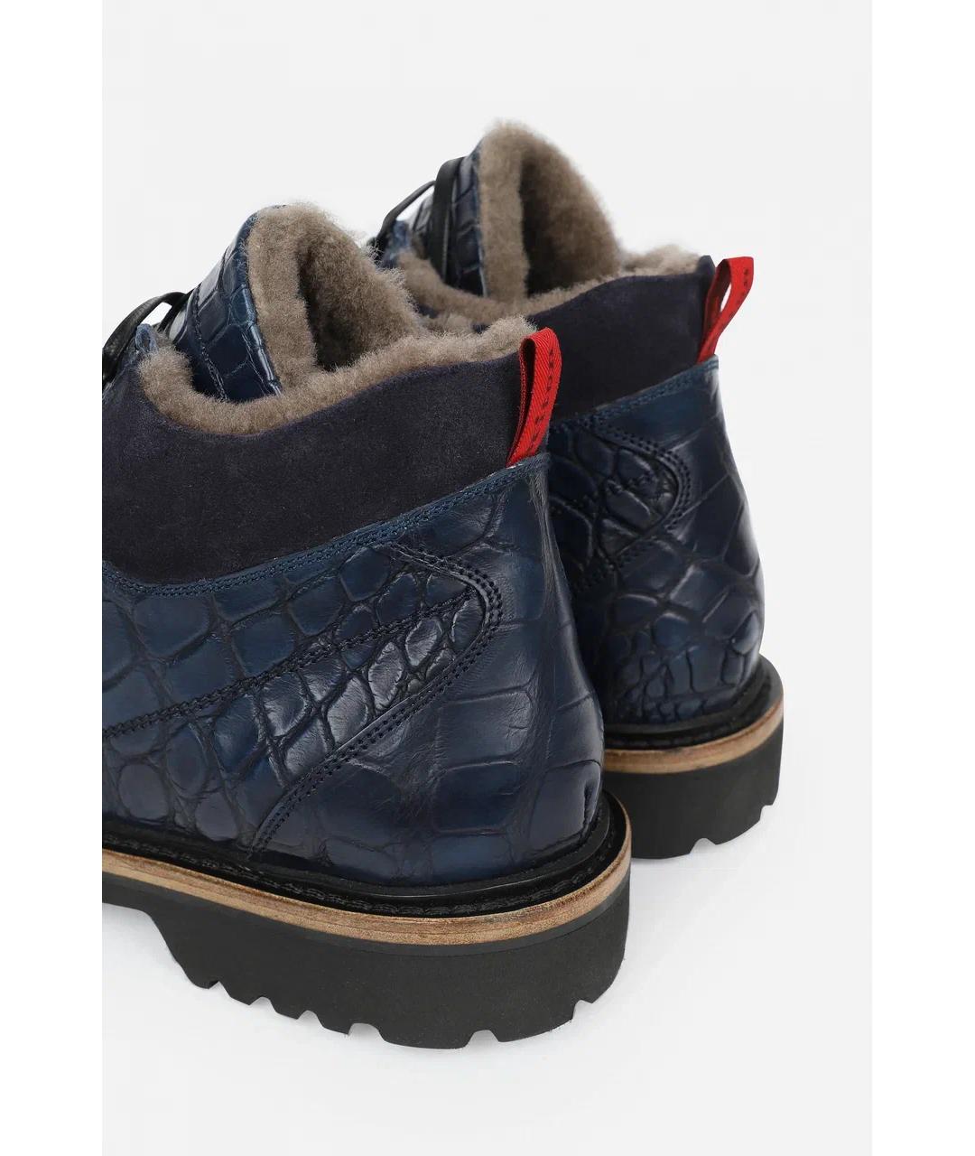 KITON Синие высокие ботинки из экзотической кожи, фото 2