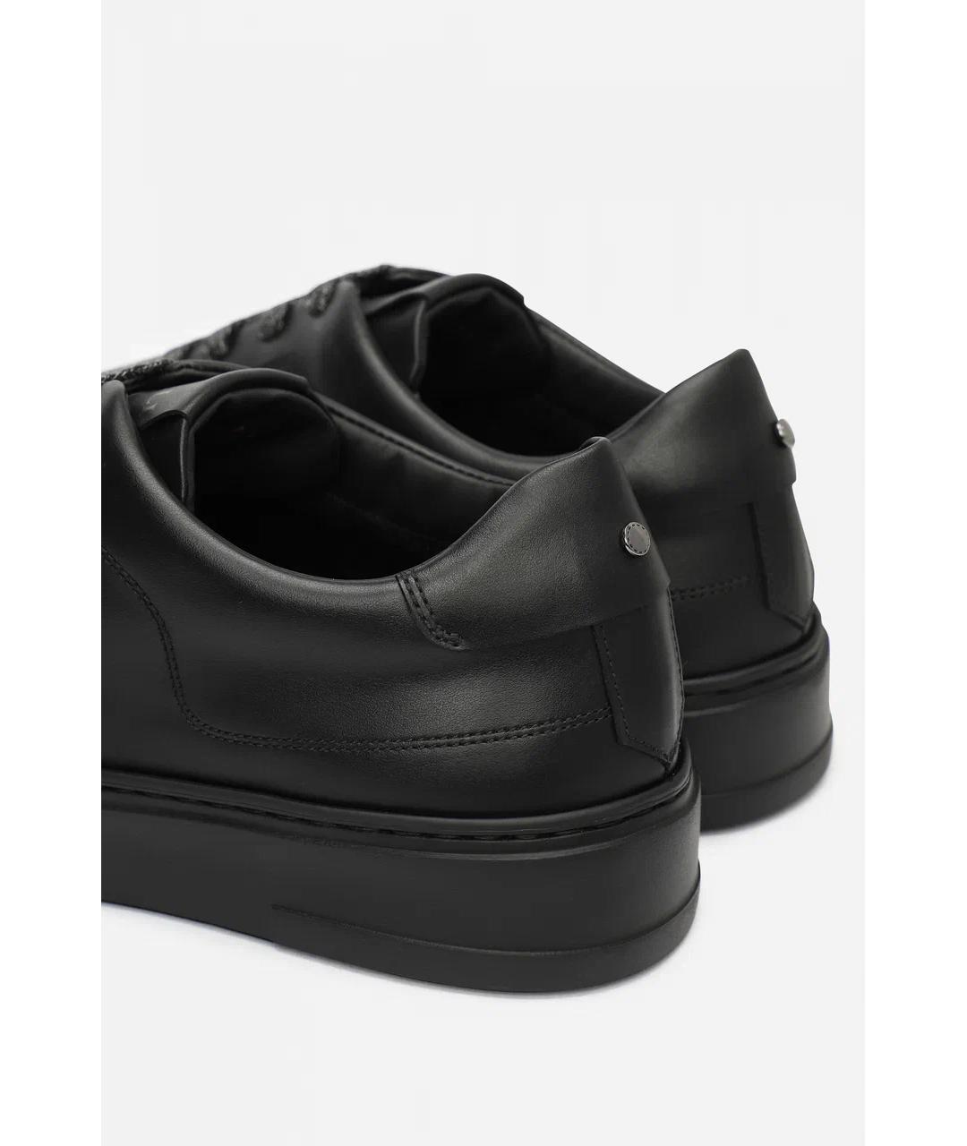 CANALI Черные кожаные низкие кроссовки / кеды, фото 5