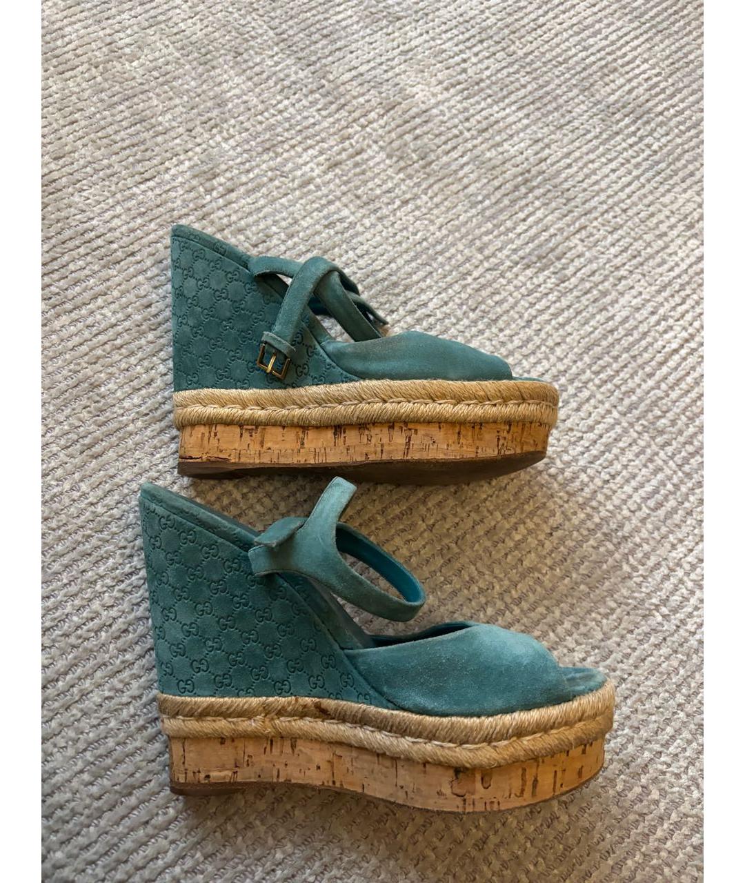 GUCCI Бирюзовые замшевые туфли, фото 3