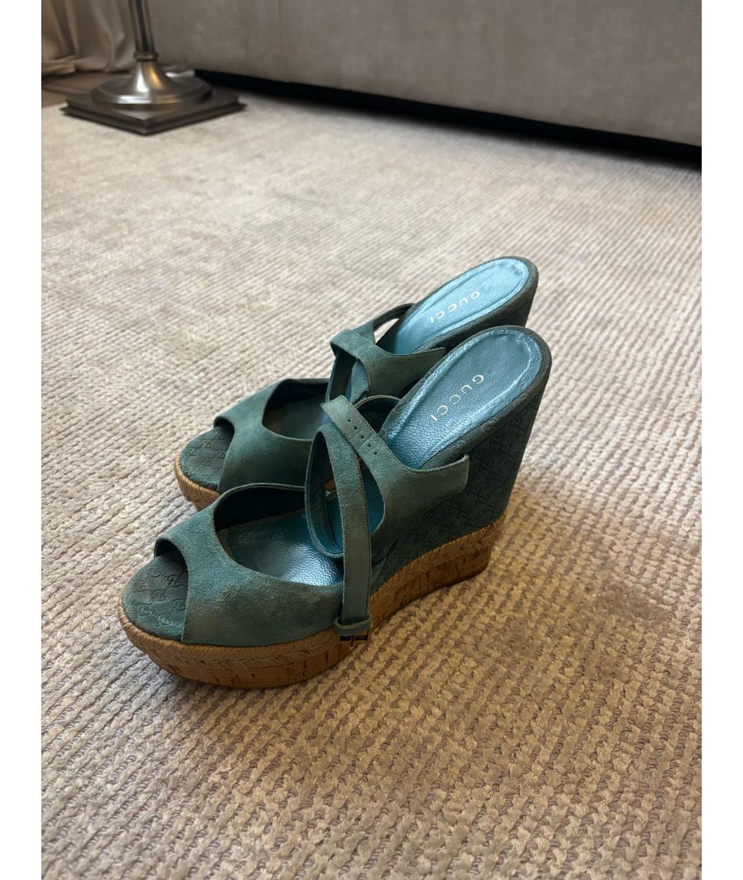 GUCCI Бирюзовые замшевые туфли, фото 2