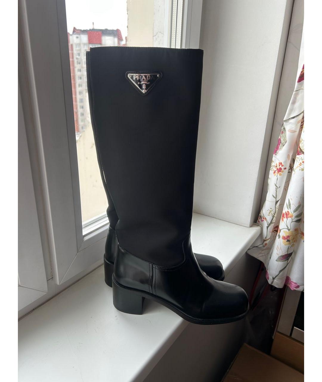 PRADA Черные кожаные сапоги, фото 5