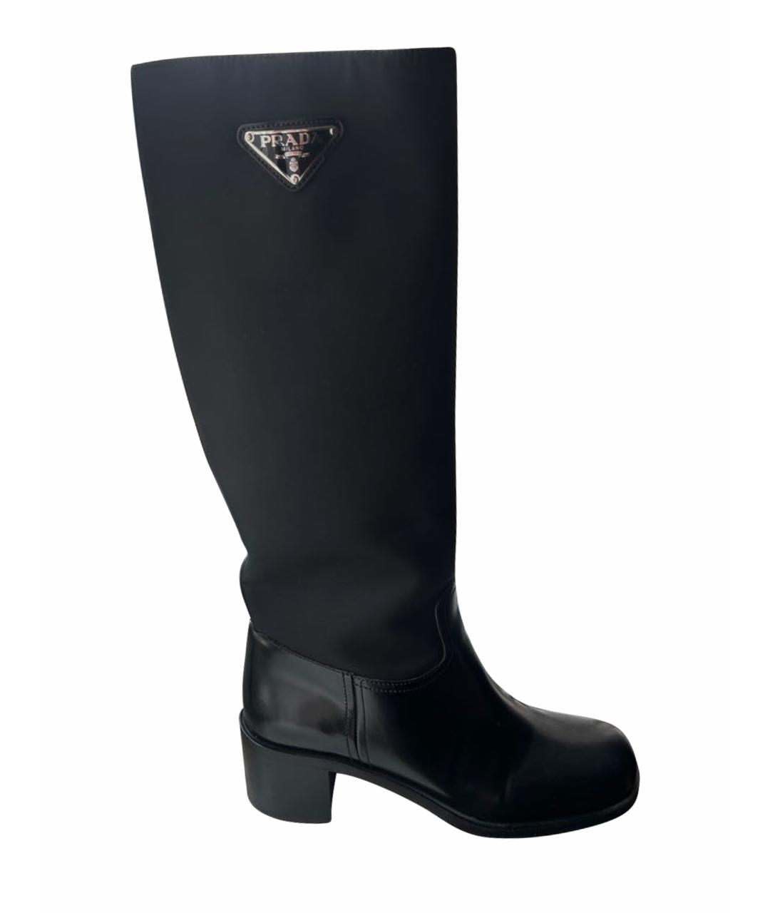 PRADA Черные кожаные сапоги, фото 1