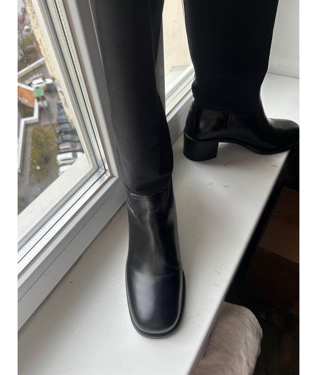 PRADA Черные кожаные сапоги, фото 2