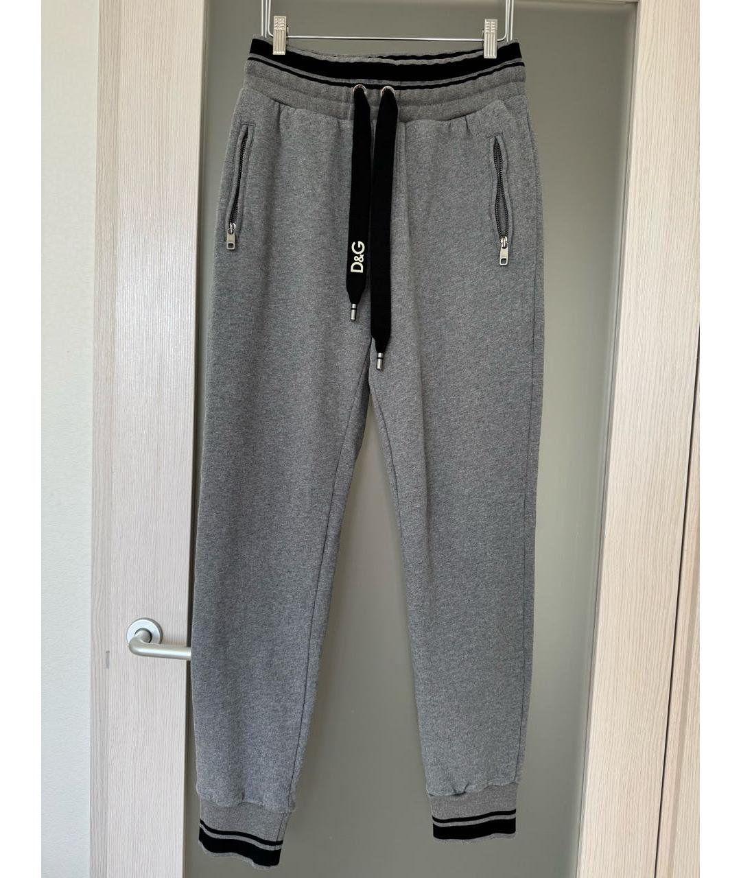 DOLCE&GABBANA Серые хлопковые повседневные брюки, фото 9