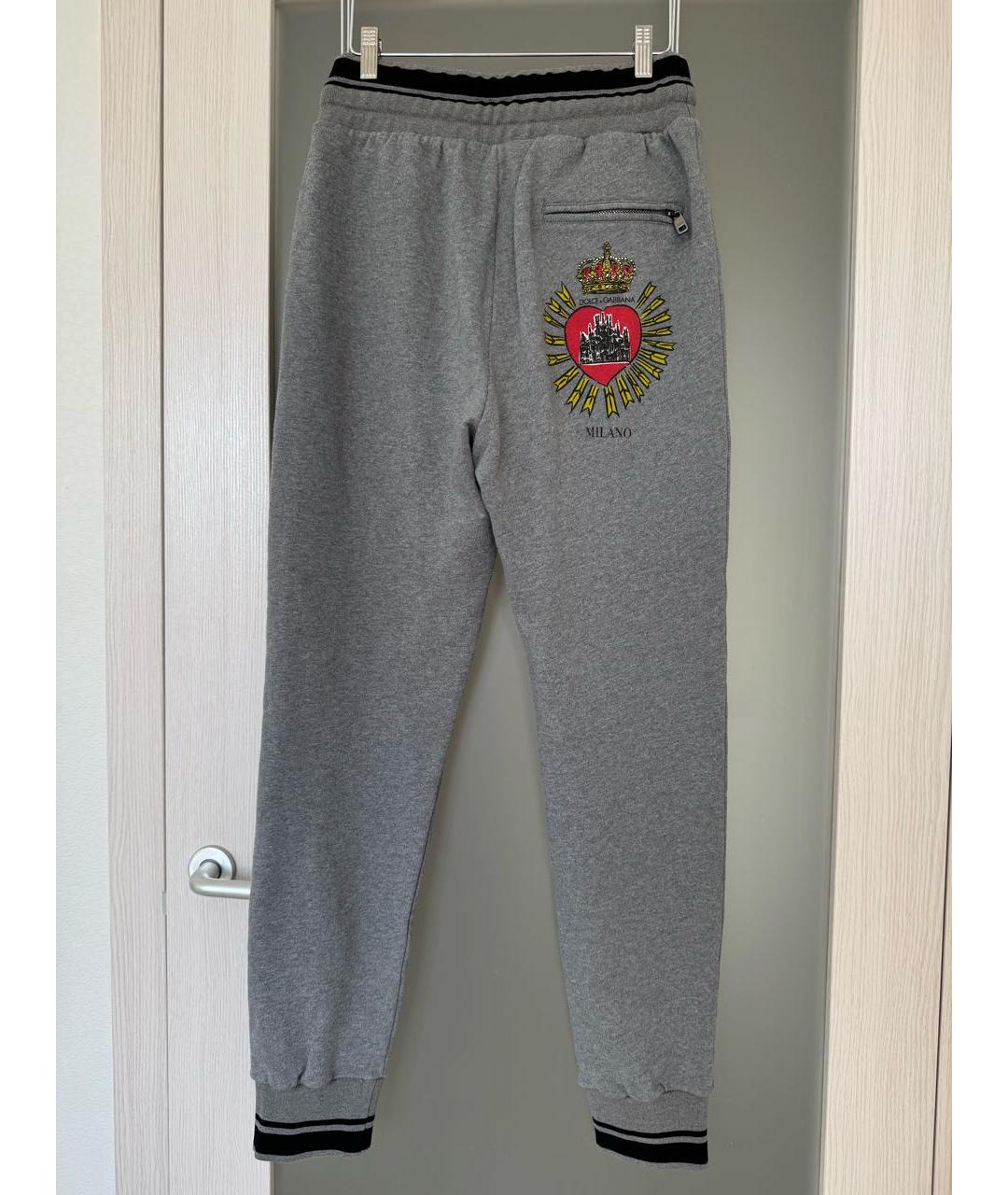 DOLCE&GABBANA Серые хлопковые повседневные брюки, фото 2