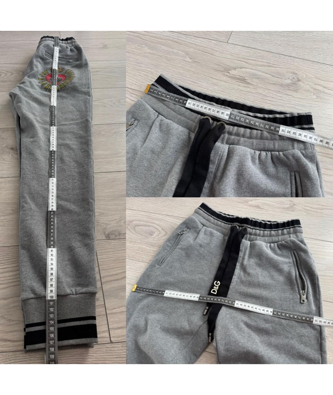 DOLCE&GABBANA Серые хлопковые повседневные брюки, фото 8