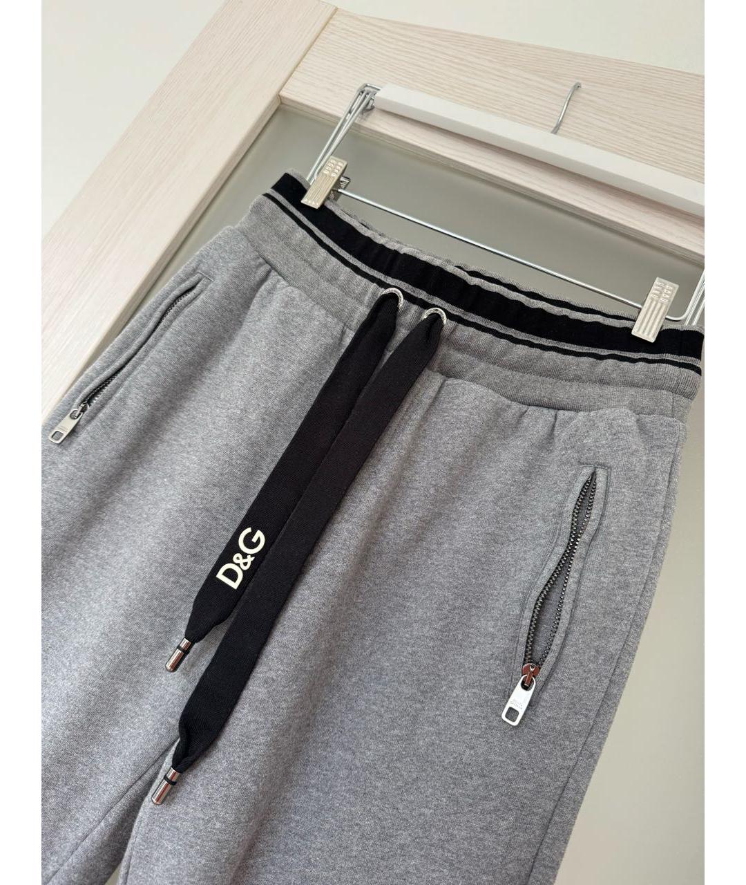 DOLCE&GABBANA Серые хлопковые повседневные брюки, фото 3