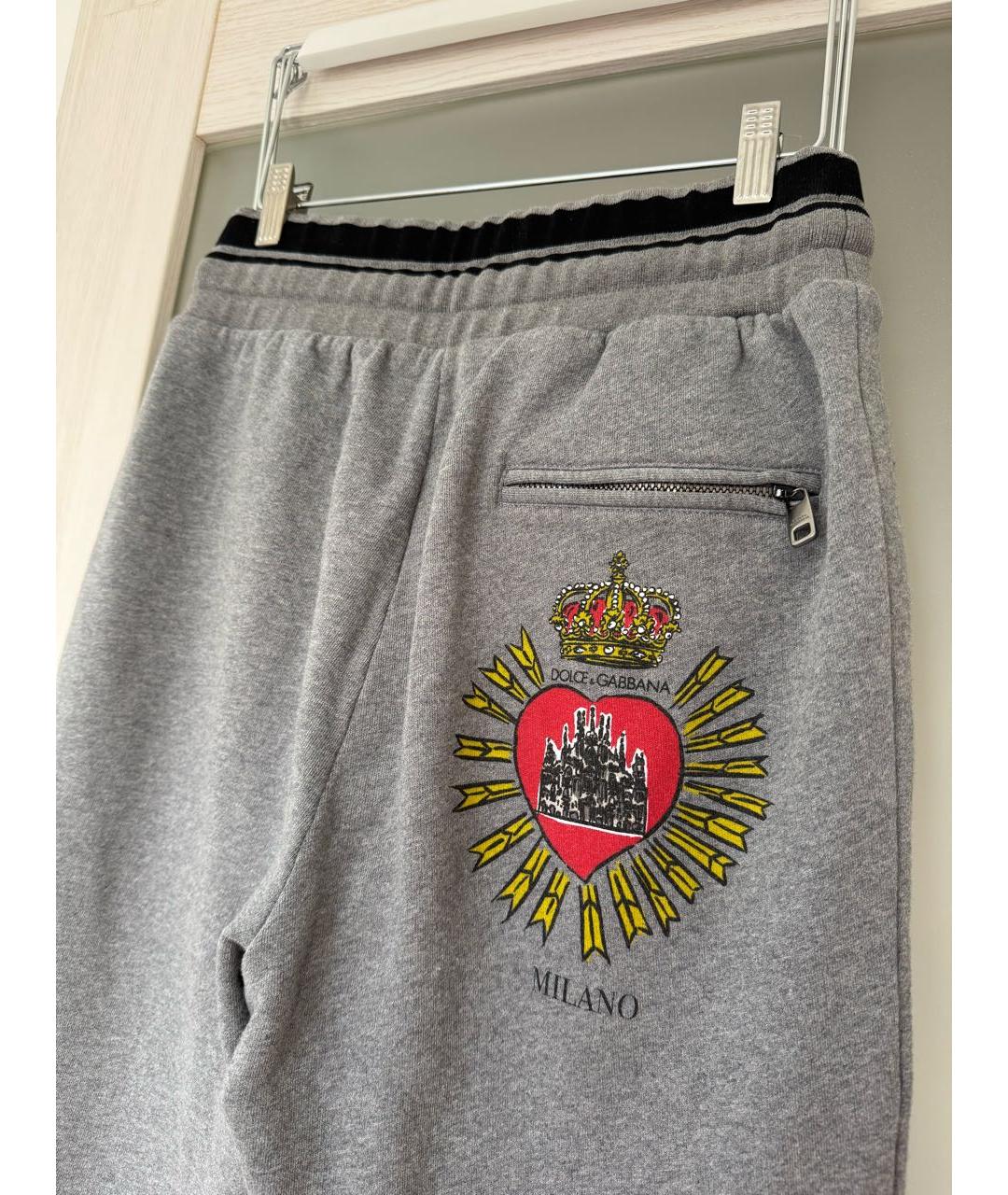 DOLCE&GABBANA Серые хлопковые повседневные брюки, фото 4