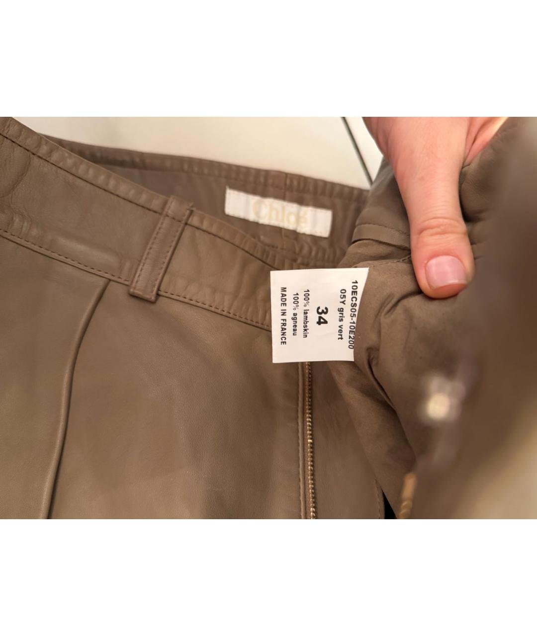 CHLOE Бежевые кожаные шорты, фото 5