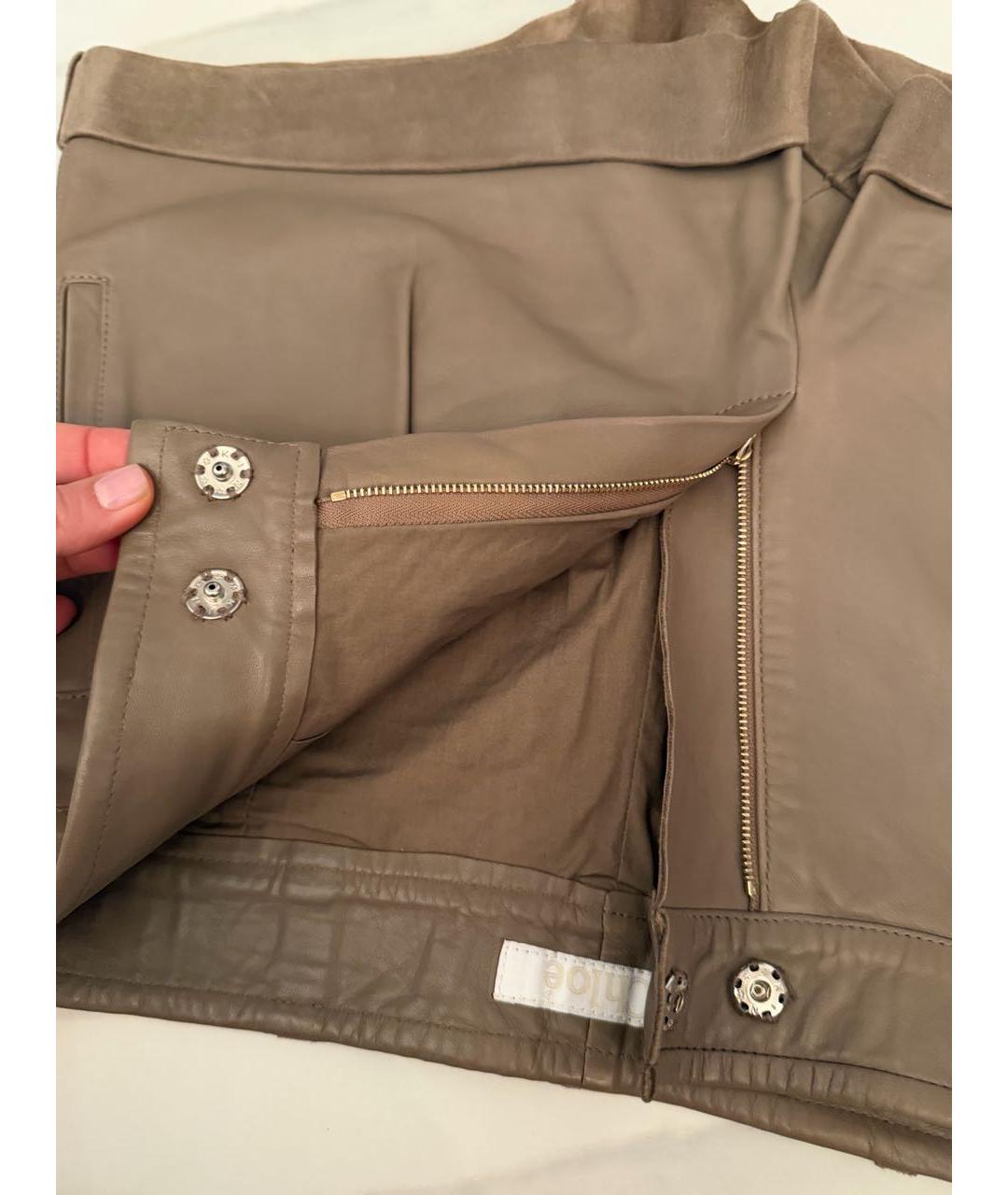 CHLOE Бежевые кожаные шорты, фото 6