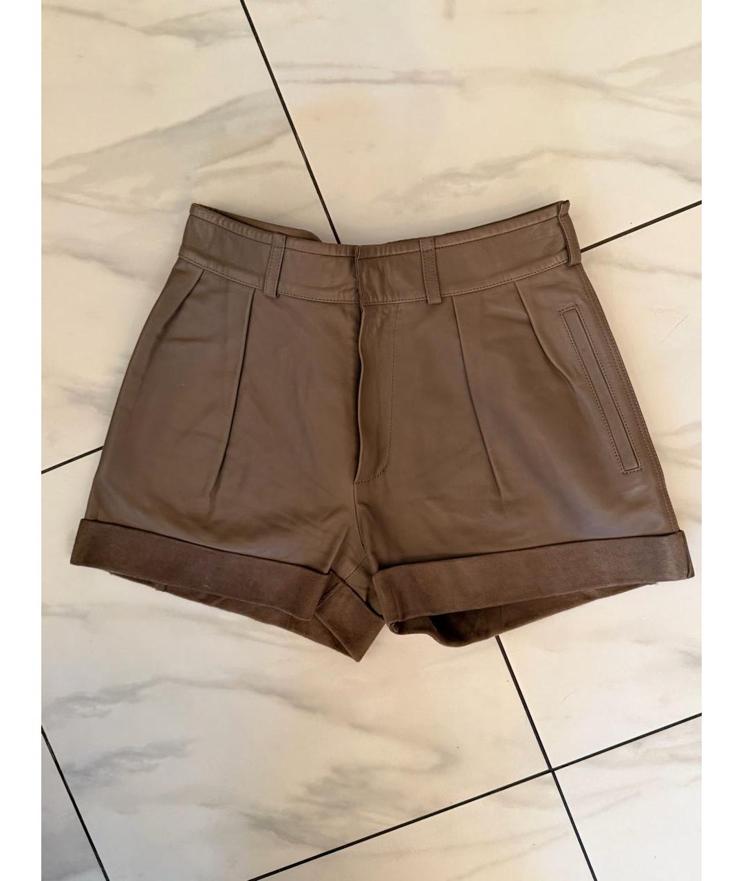 CHLOE Бежевые кожаные шорты, фото 7