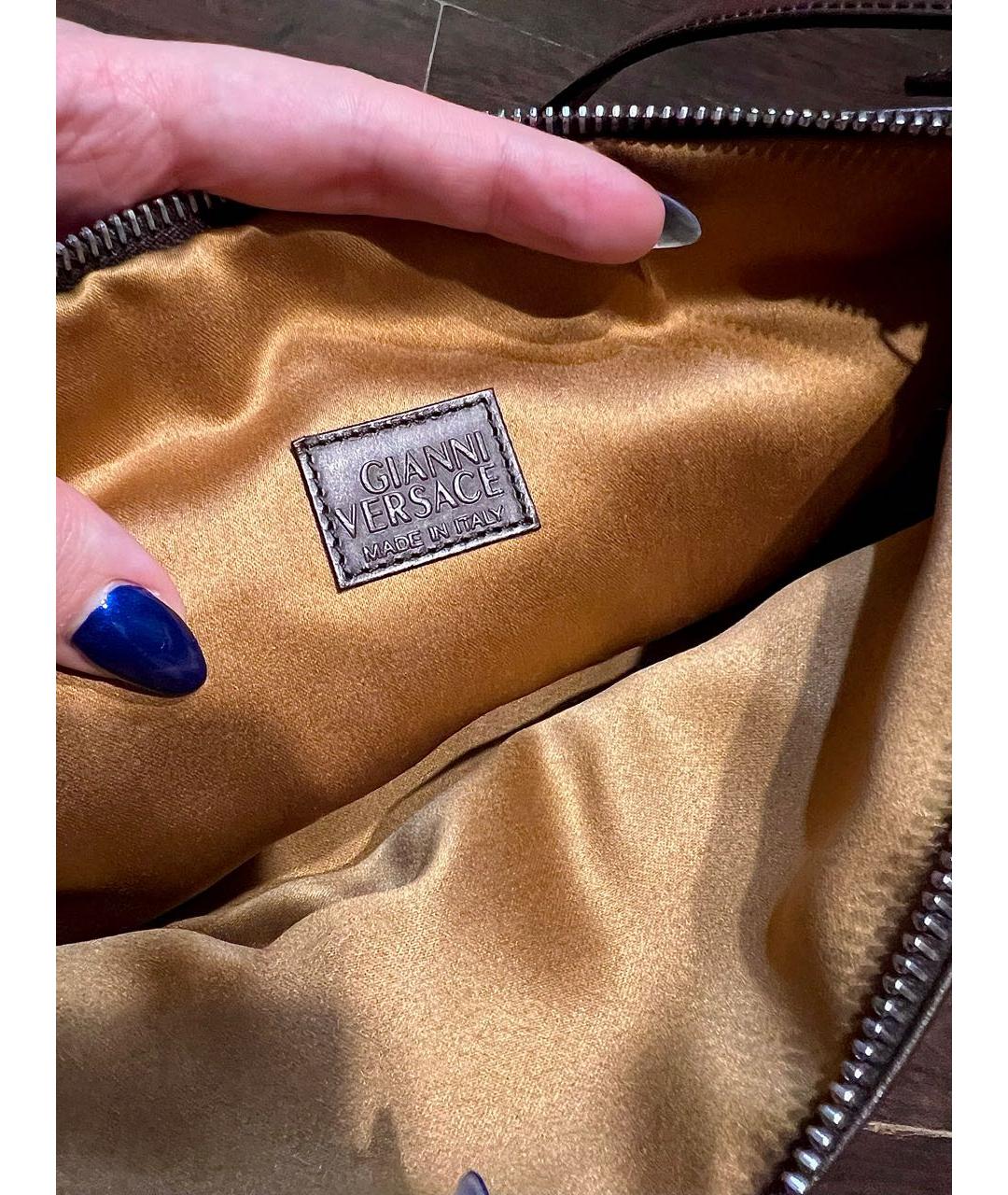 VERSACE Коричневая меховая сумка с короткими ручками, фото 4