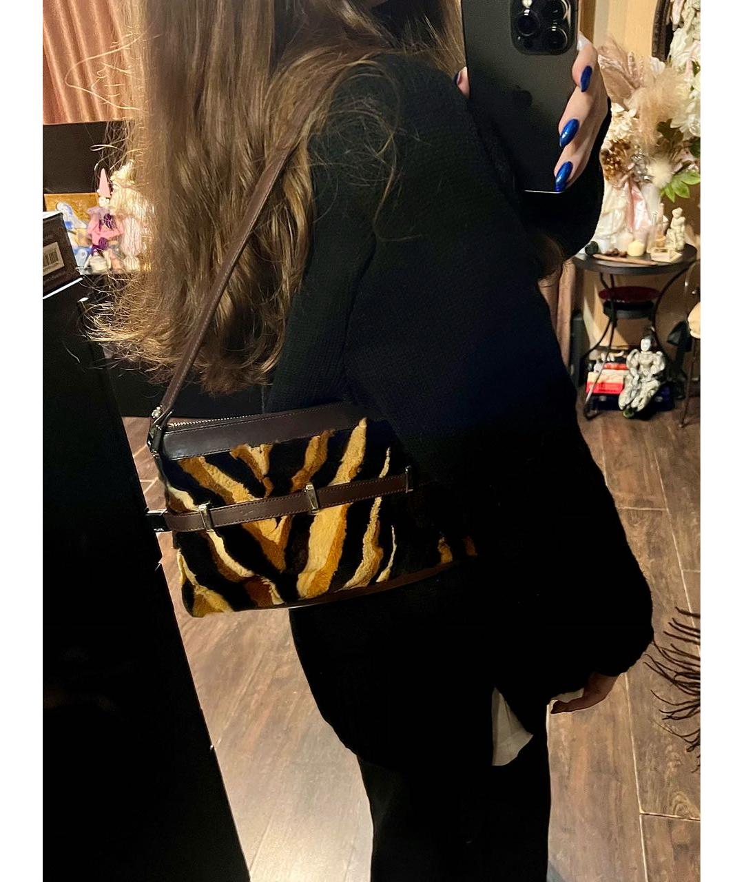 VERSACE Коричневая меховая сумка с короткими ручками, фото 7